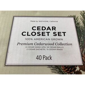 Wayhome Cedar Closet *40-Pack Cedarwood*6 Planks*24 Balls*2 Sachets*8 Rings*NIB
